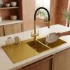 Pure.Sink Exclusivo Gold 1.5 sink with draining board 100x52 cm Tapwing right PEX3418100RT-60